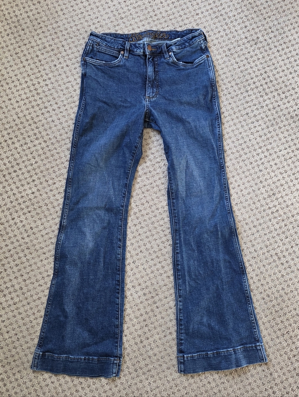 Wrangler High Rise Trouser Blue Flare Jeans for Women